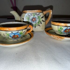 Japanese Flower Tea and Cups Set of 5